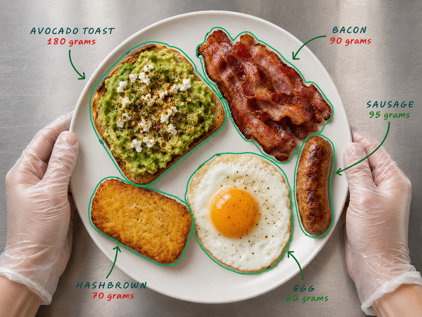 Breakfast plate with Julie's per-component weights